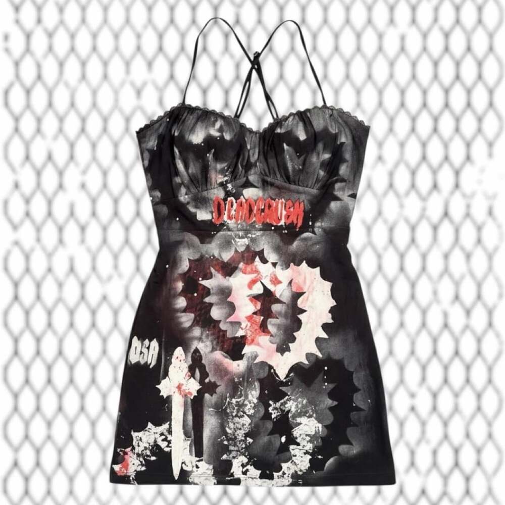 Zara Deadcrush Reworked Hand Painted Mini Dress